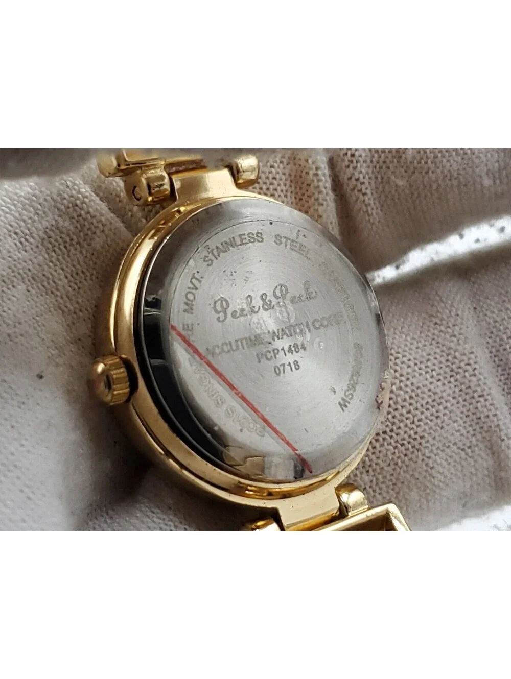 Peck & Peck Quartz Watch Womens New Battery Gold Tone White MOP Round Dial 24mm